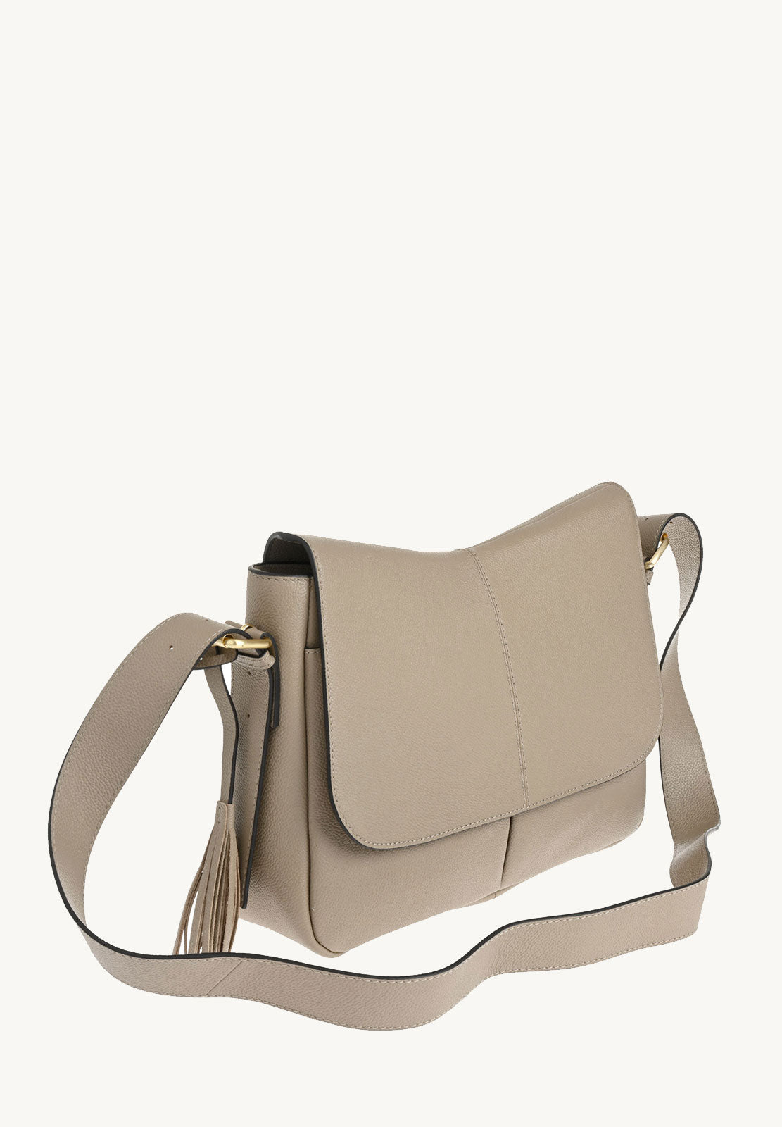GISELE - Grained leather satchel bag in Mastic