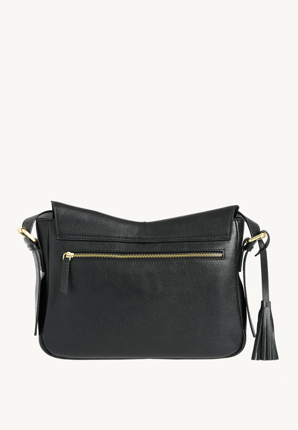 GISELE - Black grained leather satchel bag