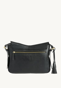 GISELE - Black grained leather satchel bag