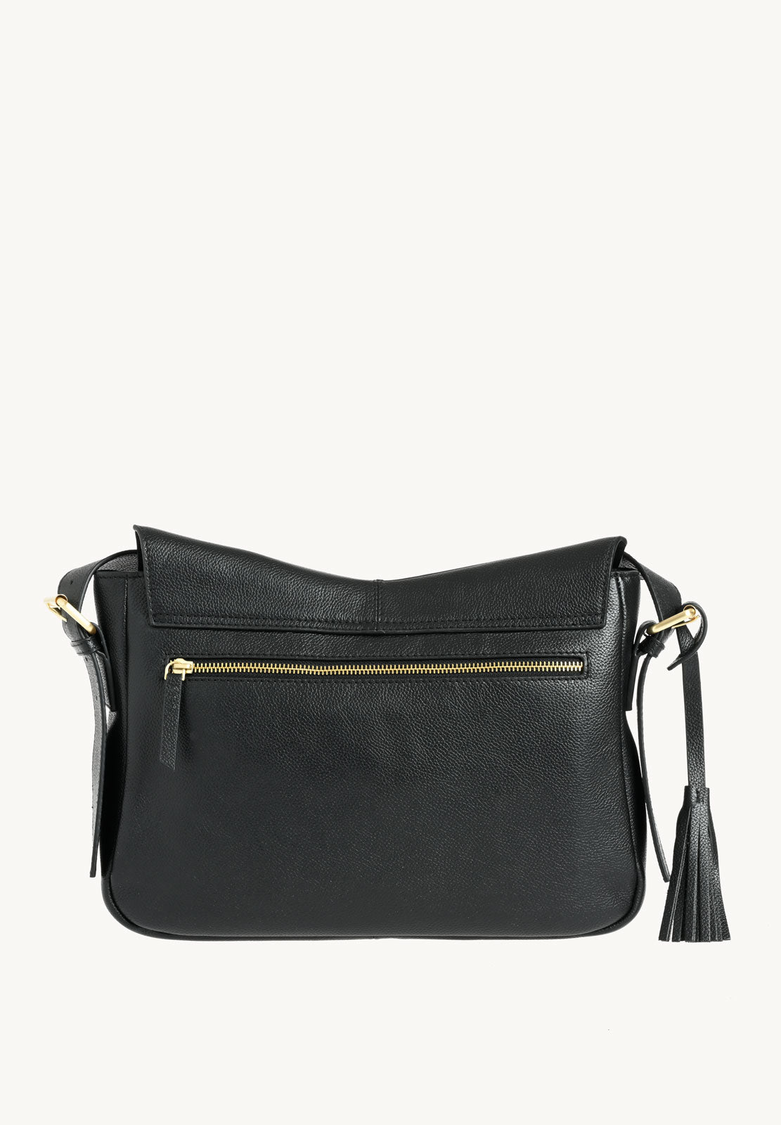 GISELE - Black grained leather satchel bag