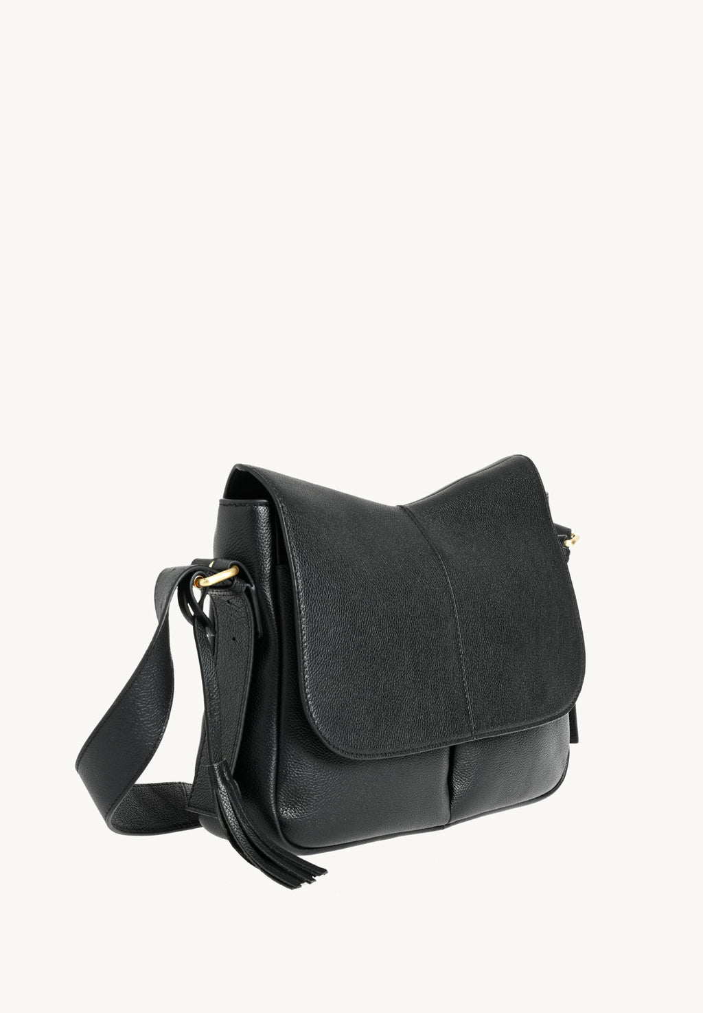 GISELE - Black grained leather satchel bag