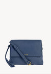 NICOLE - Sac rabat en cuir grainé Blue Jean