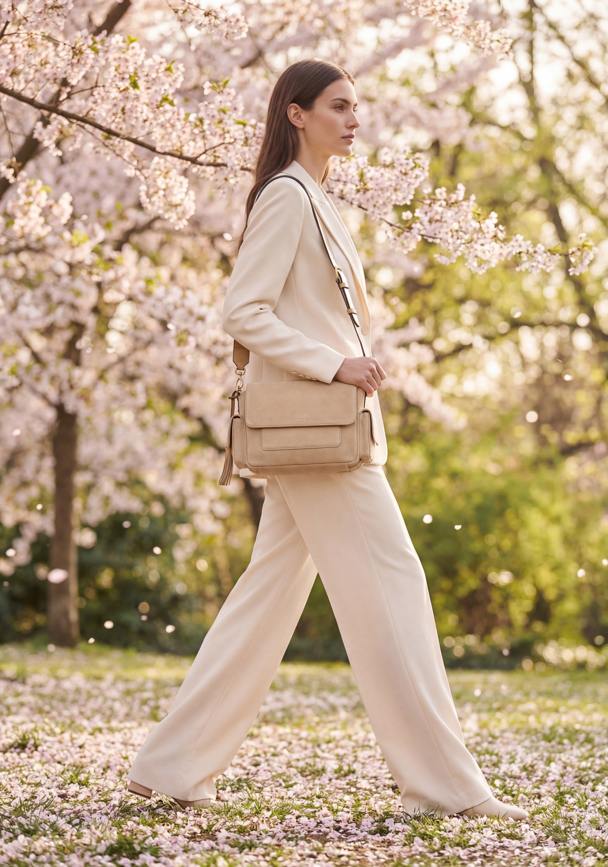 ELLIE - Sac besace en cuir velours