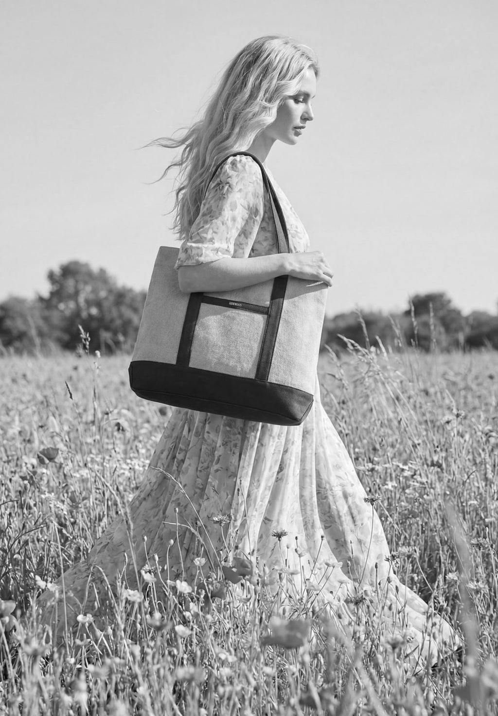 NANTUCKET - Grand cabas en toile & cuir