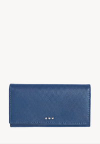 Flap Wallet - Blue Jean Grained Leather