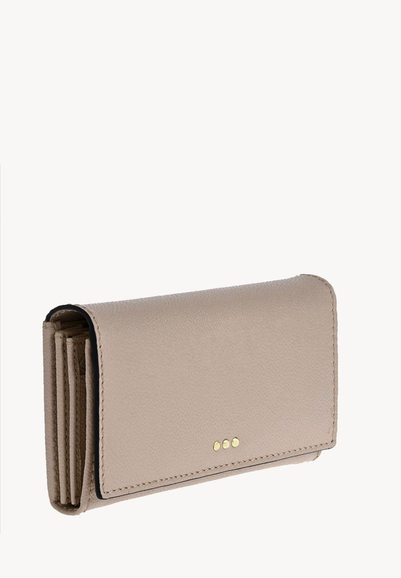 Portefeuille à rabat - Cuir grainé Mastic