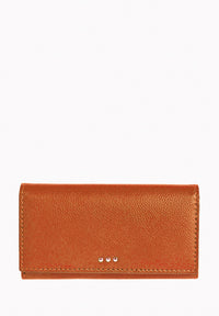 Flap wallet - Orange grained leather