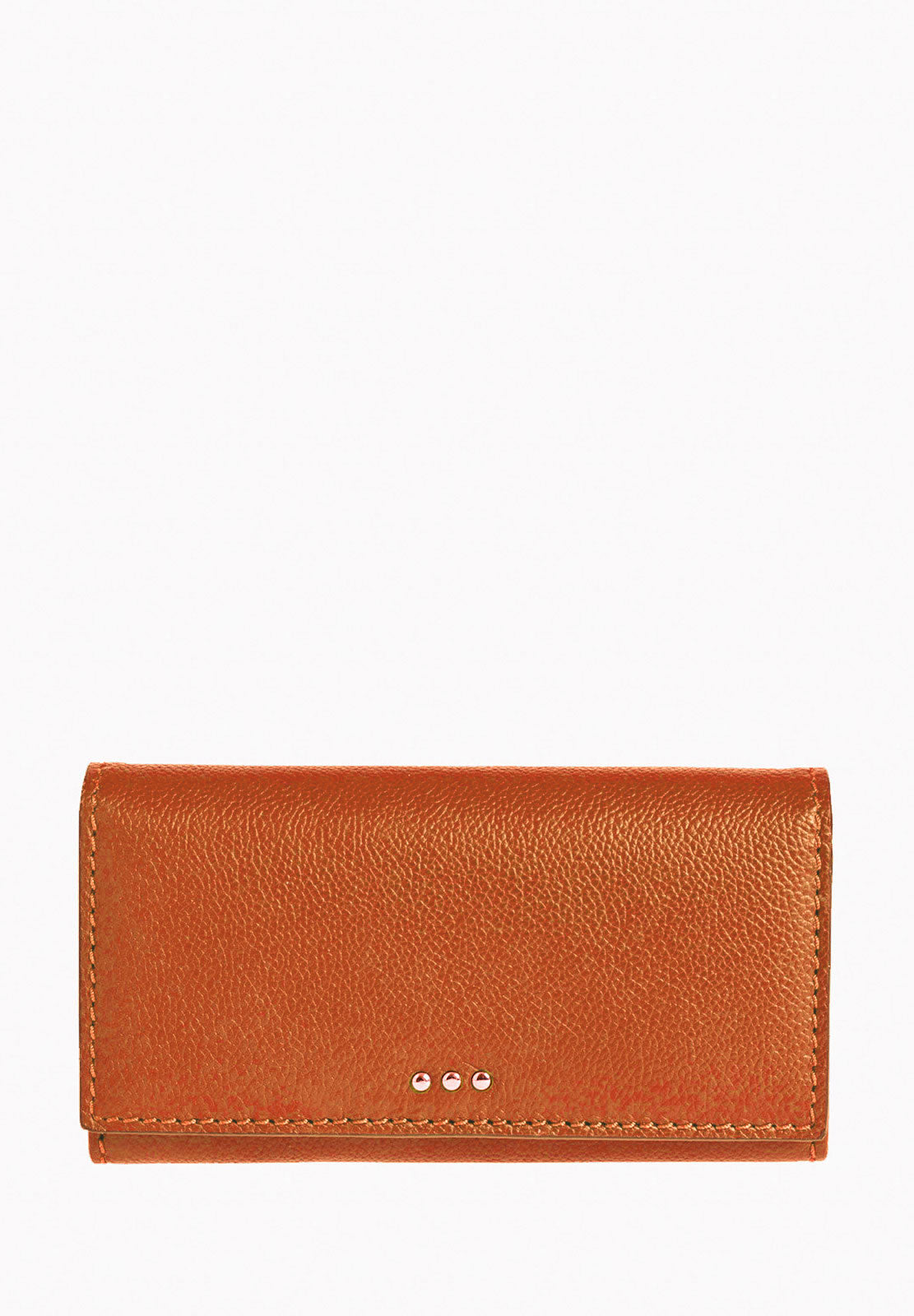 Flap wallet - Orange grained leather