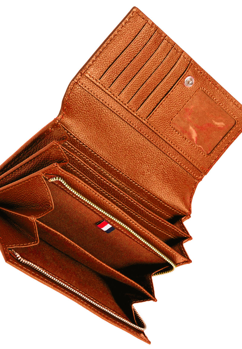 Flap wallet - Orange grained leather