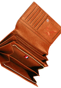Flap wallet - Orange grained leather