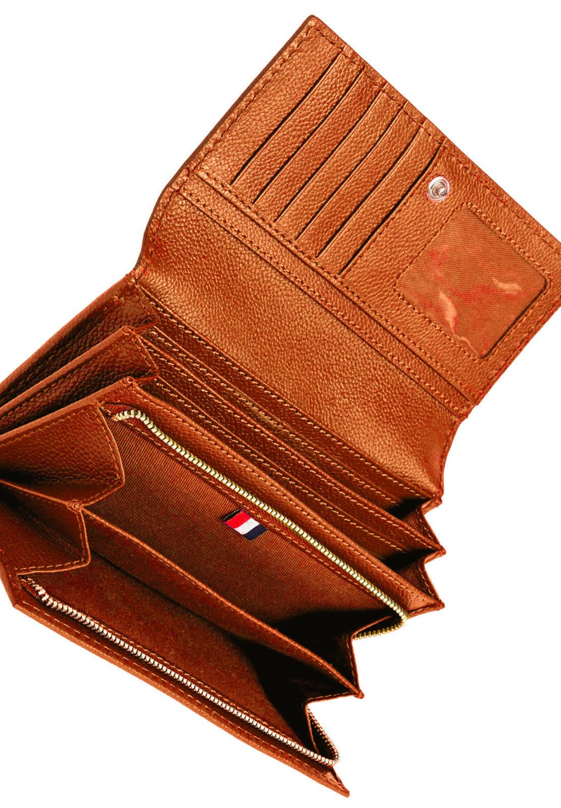 Flap wallet - Orange grained leather