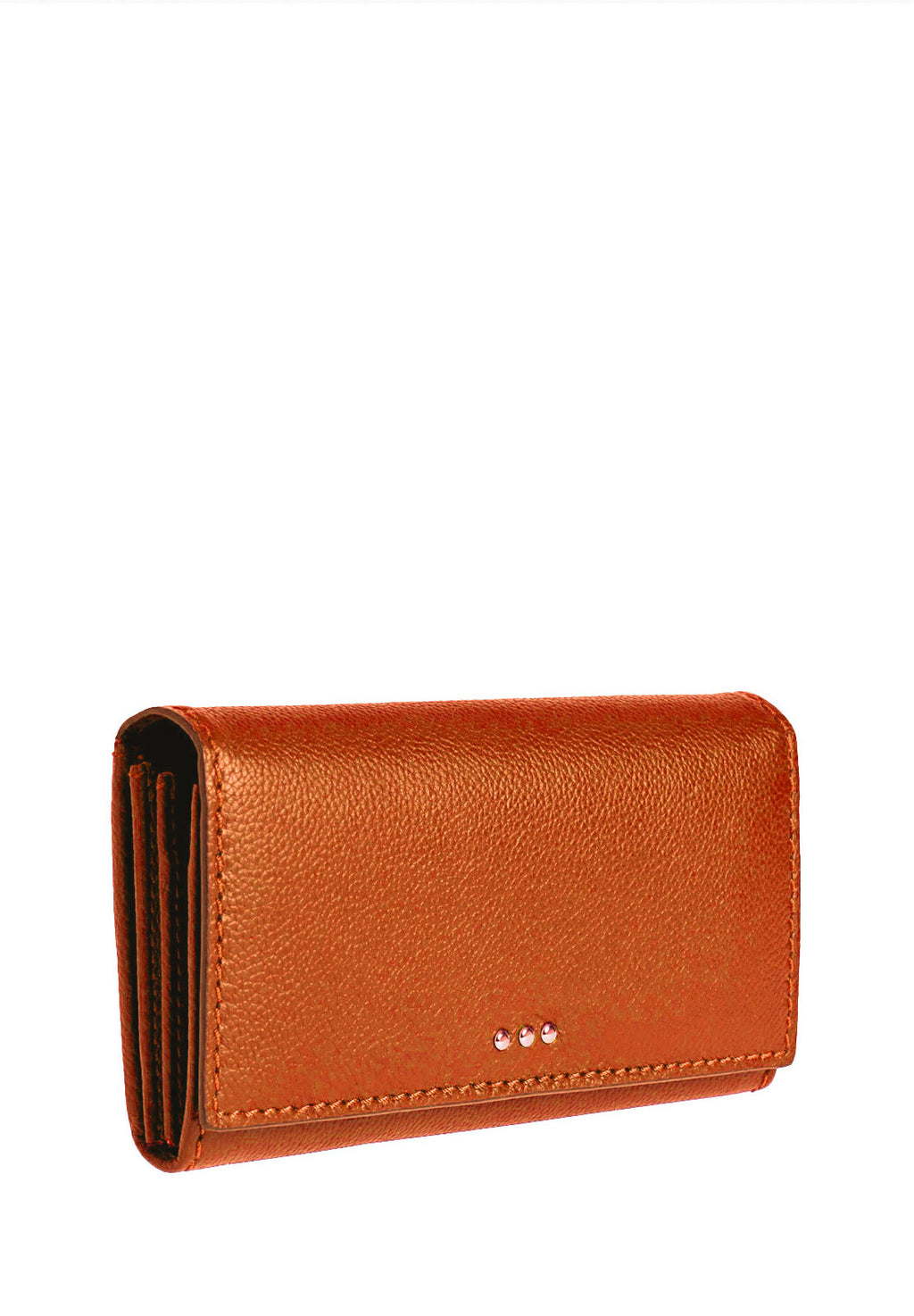 Flap wallet - Orange grained leather