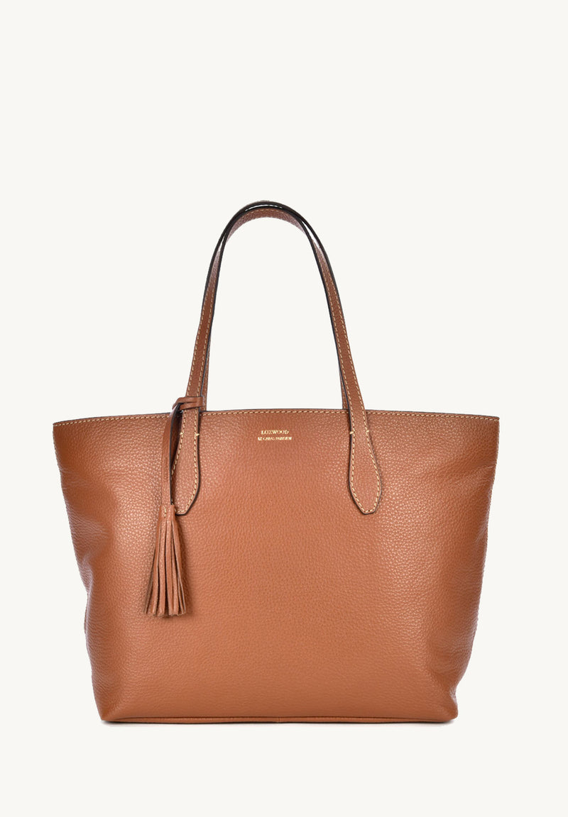 SHOPPER - Brandy grained leather shoulder bag
