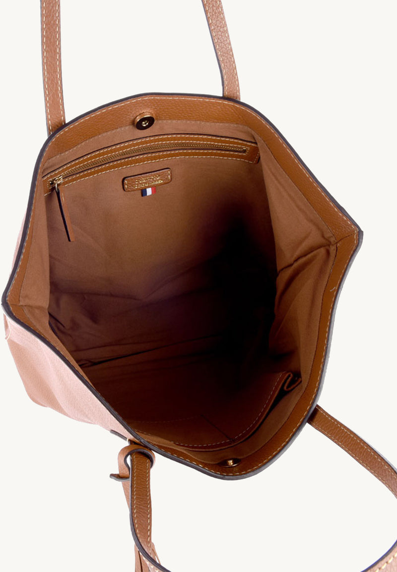 SHOPPER - Brandy grained leather shoulder bag