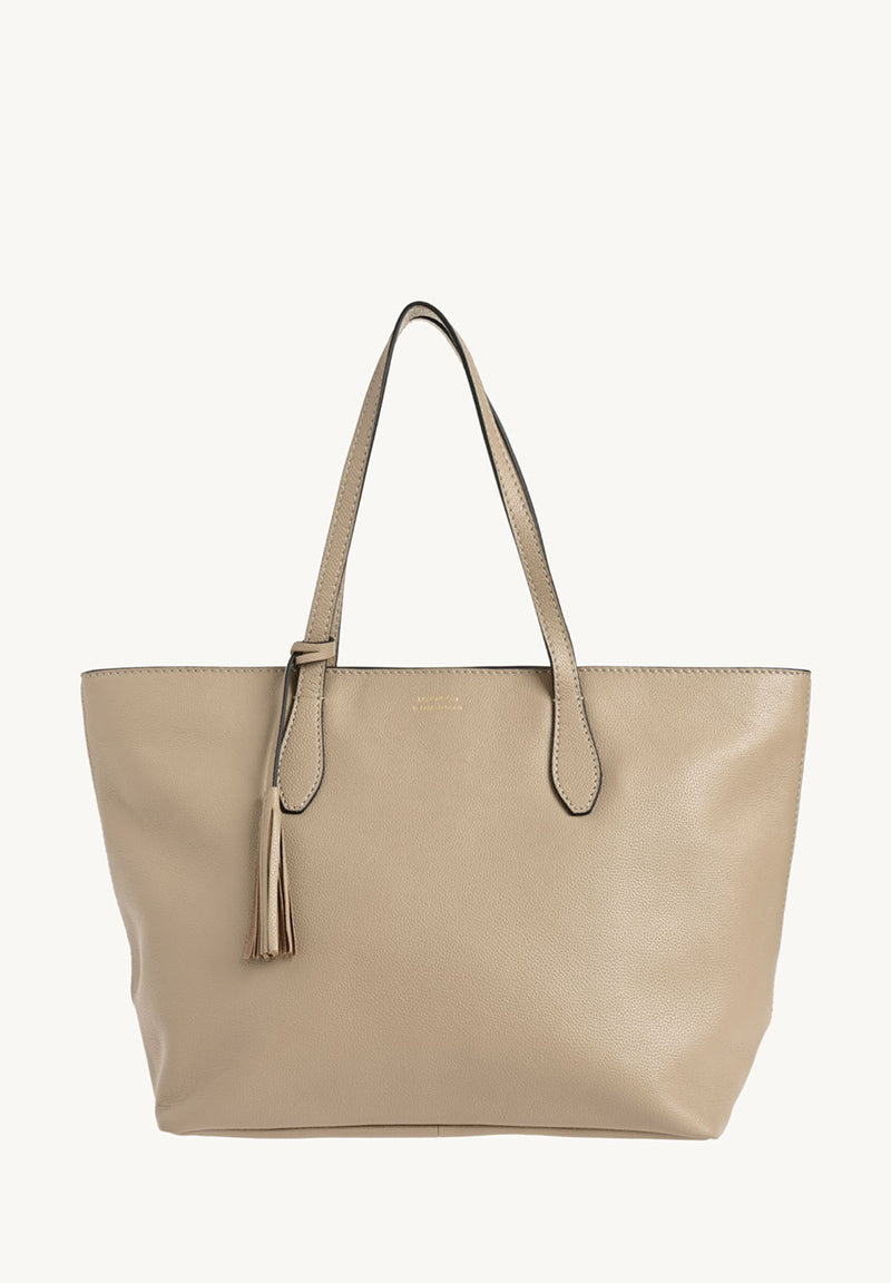 SHOPPER - Sac porté épaule en cuir grainé Mastic