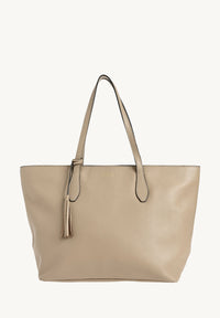 SHOPPER - Sac porté épaule en cuir grainé Mastic