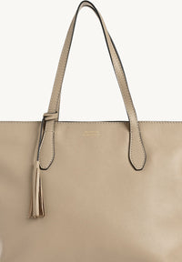 SHOPPER - Sac porté épaule en cuir grainé Mastic