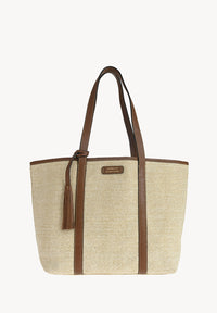MAUREEN - Raffia and leather shopper bag