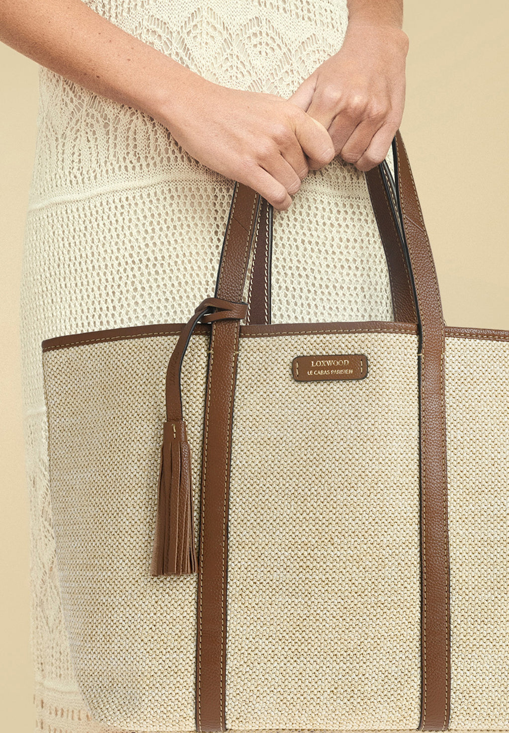 MAUREEN - Raffia and leather shopper bag