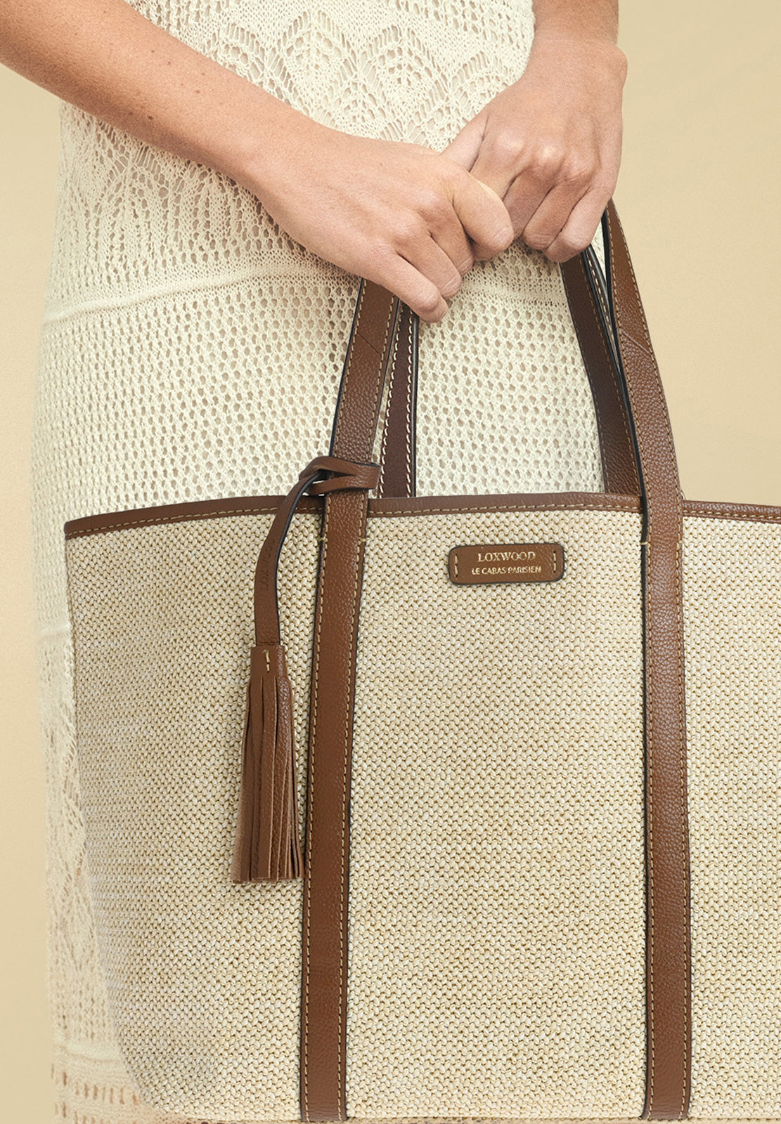 MAUREEN - Raffia and leather shopper bag
