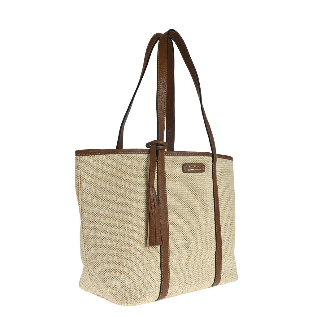 MAUREEN - Raffia and leather shopper bag