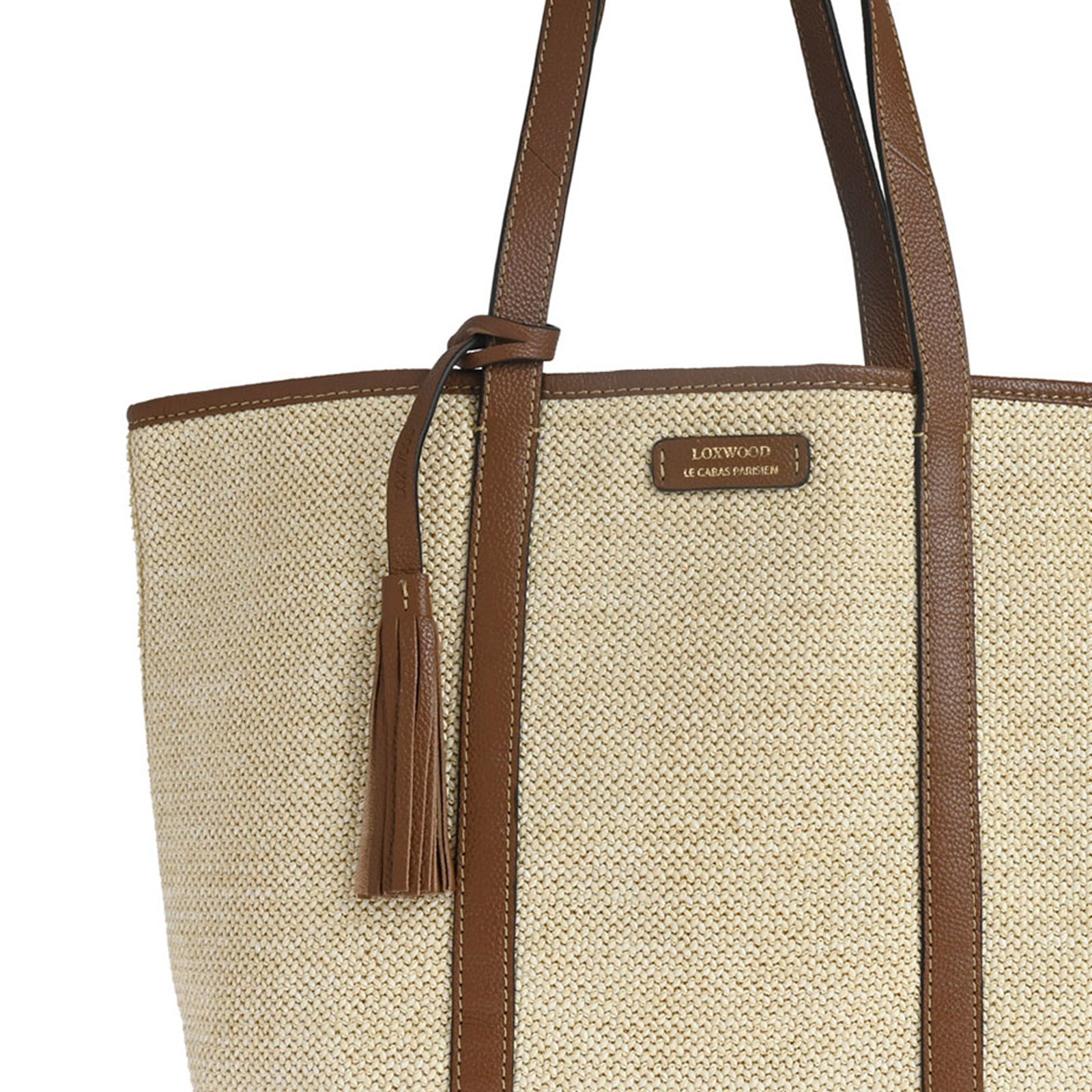 MAUREEN - Raffia and leather shopper bag