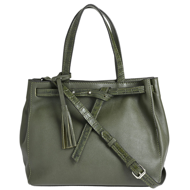 ARMANCE - Grained leather handbag and crocodile-effect leather belt