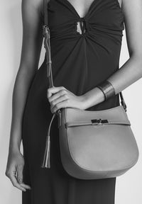 MAUD - Crossover bag in grained leather with crocodile-effect belt