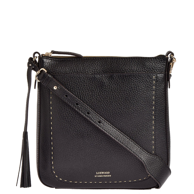 IVY - Messenger bag in contrasting hand-stitched grained leather