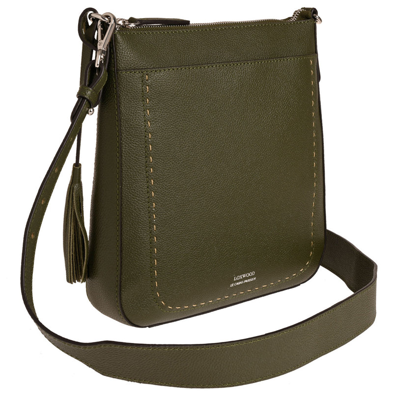 IVY - Messenger bag in contrasting hand-stitched grained leather