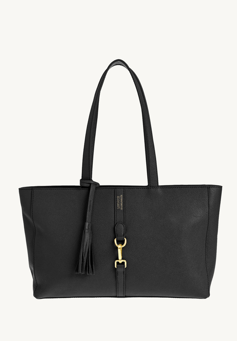 ÉNORA - Grained leather tote bag with carabiner