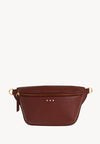GAYA - Sac banane en cuir grainé Bordeaux