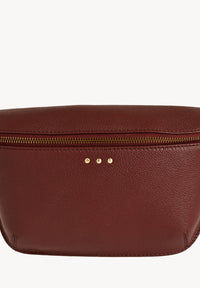 GAYA - Sac banane en cuir grainé Bordeaux