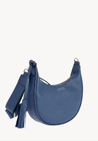 ALBANE - Blue Jean grained leather half-moon bag