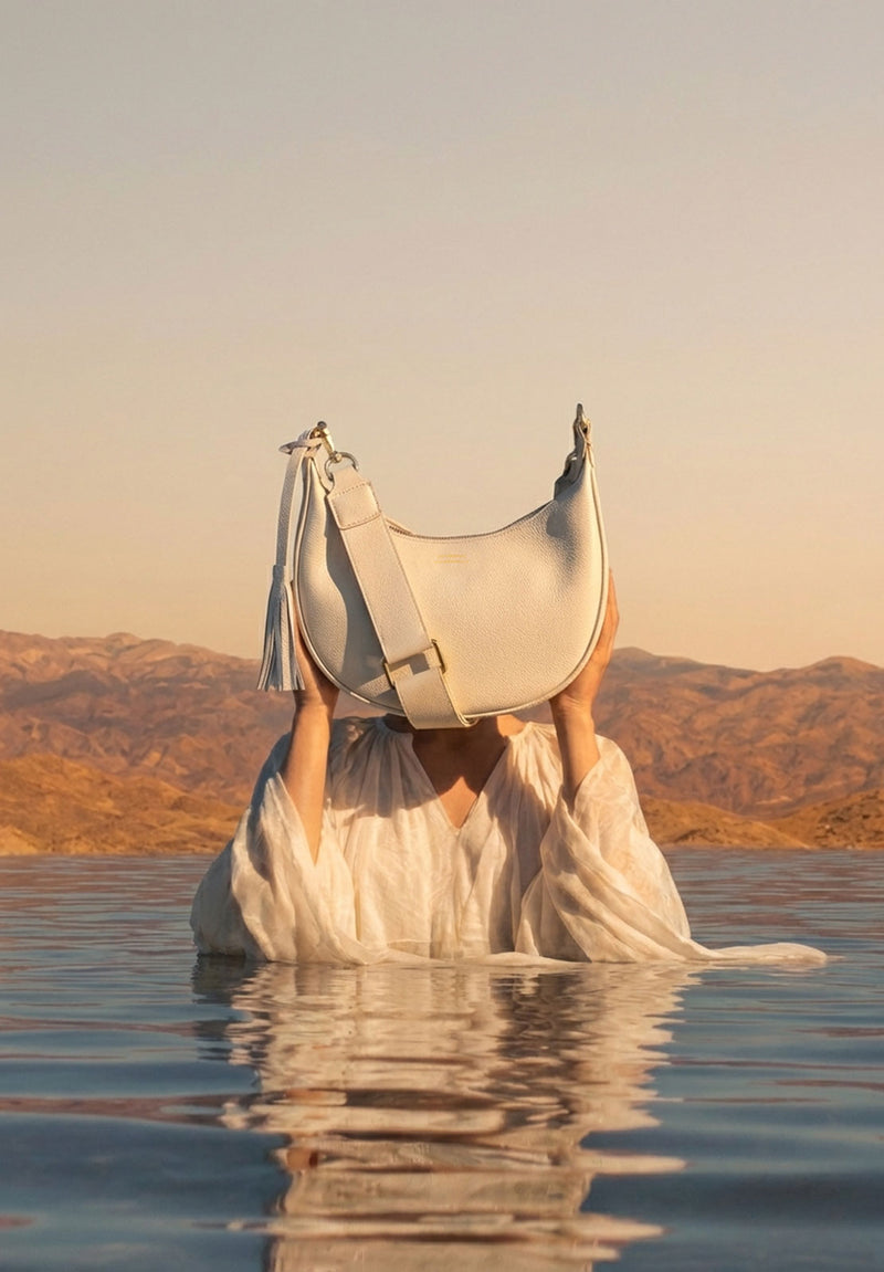 ALBANE - Sac demi lune en cuir grainé