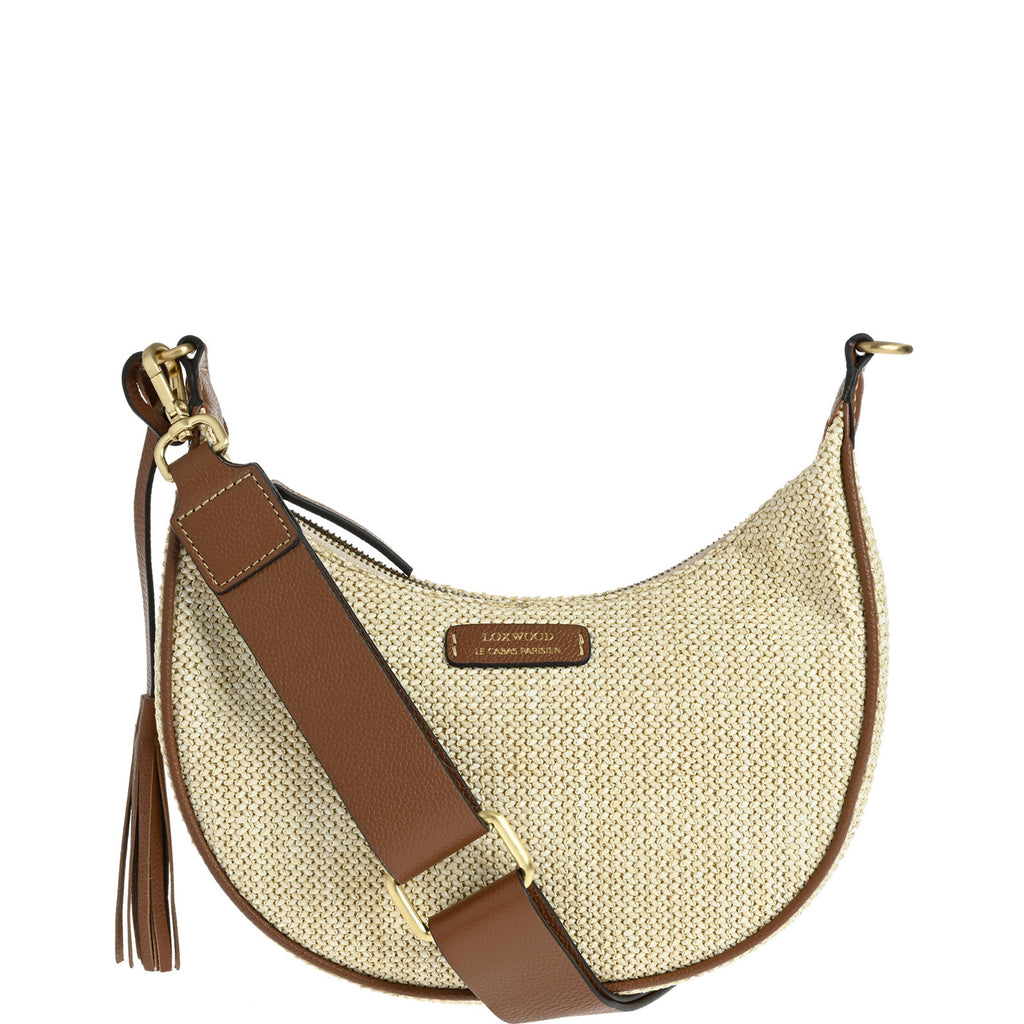 ALBANE - Raffia and leather zipped satchel bag