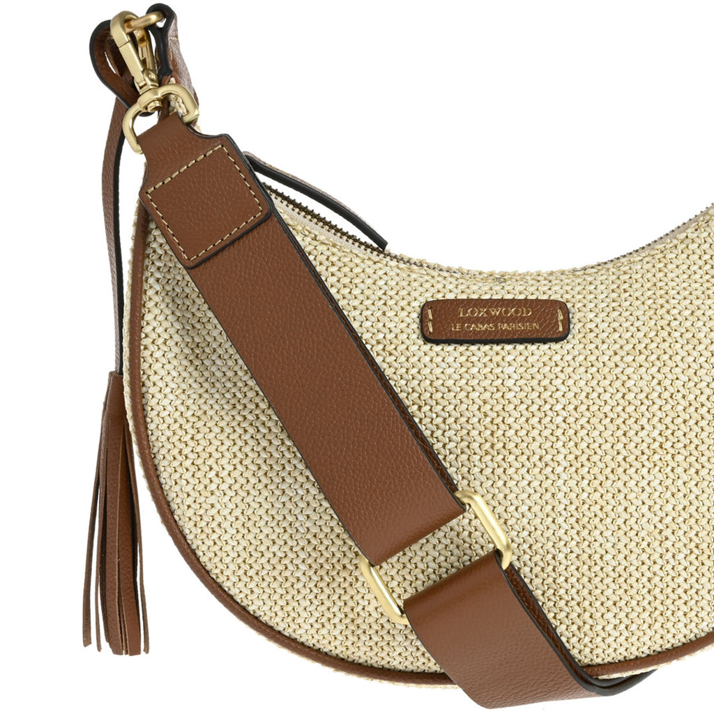 ALBANE - Raffia and leather zipped satchel bag