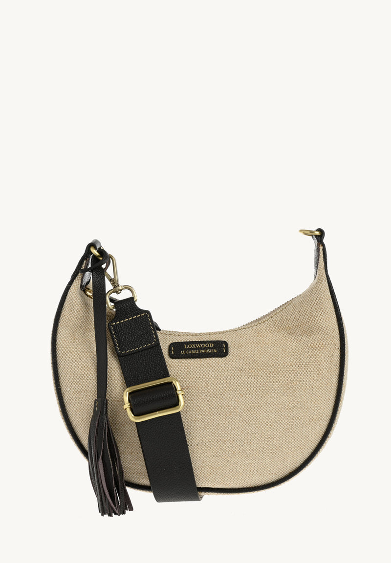 ALBANE - Sac demi lune en toile & cuir