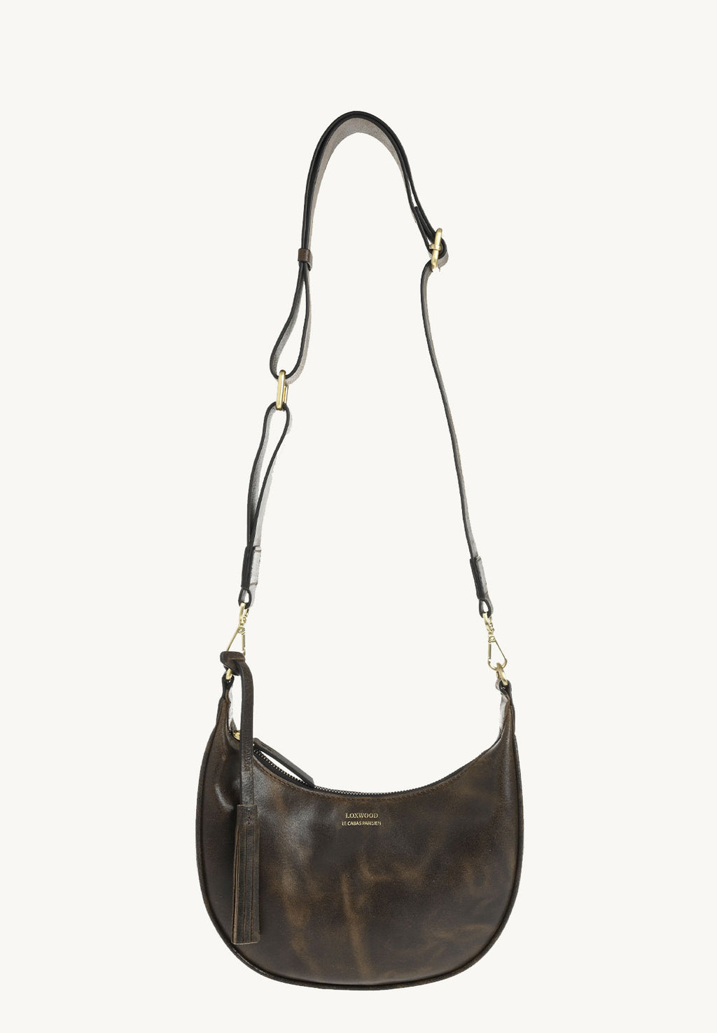 ALBANE - Sac demi lune cuir vintage