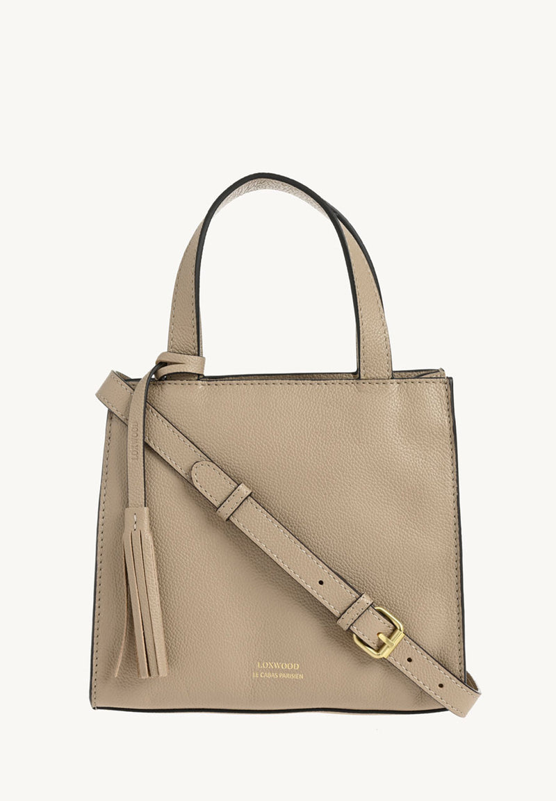 SIMONE - Grained leather tote bag Mastic
