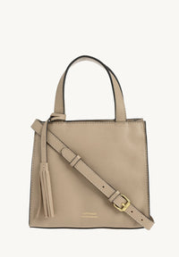 SIMONE - Grained leather tote bag Mastic