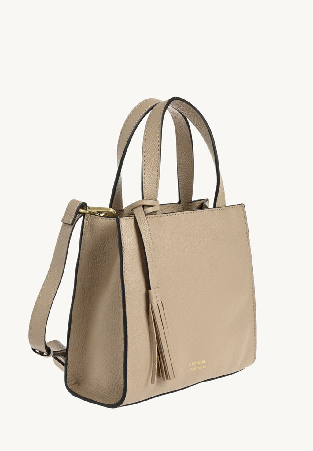SIMONE - Grained leather tote bag Mastic