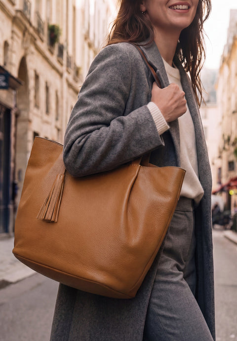 ALMA - Sac zippé porté épaule en cuir grainé