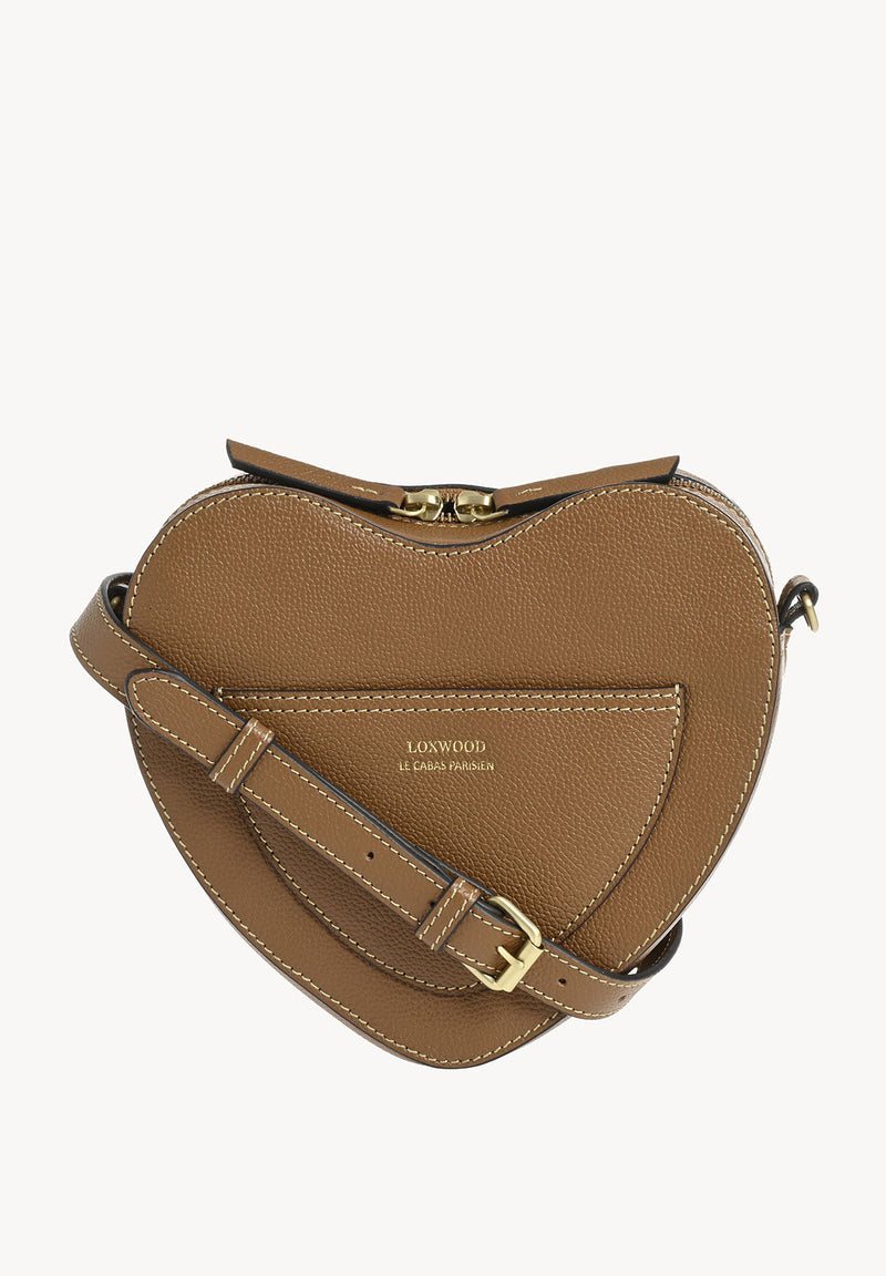 VALENTINE - Heart-shaped shoulder bag in grained leather