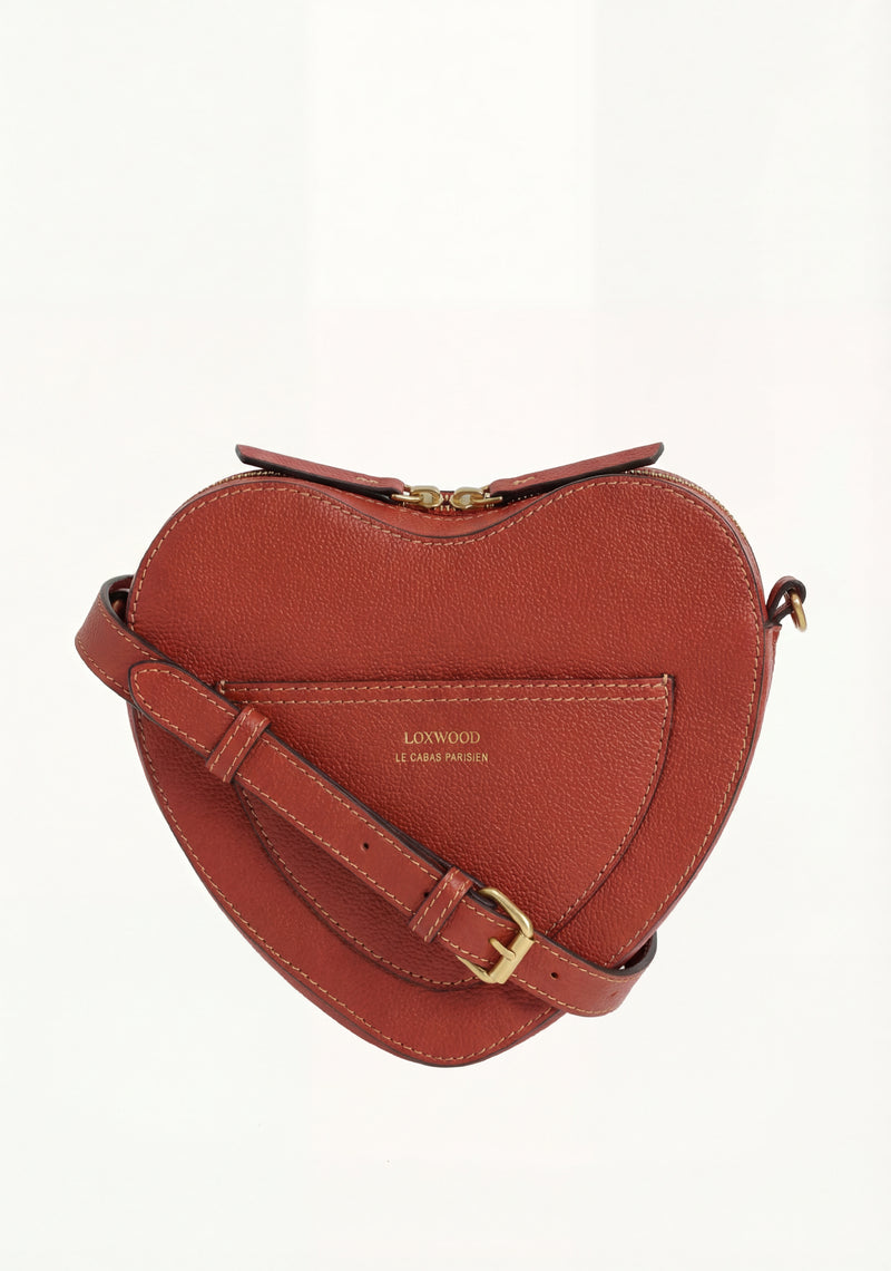 VALENTINE - Heart-shaped shoulder bag in grained leather