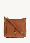 CELIA - Sac besace en cuir grainé avec mousqueton Brandy