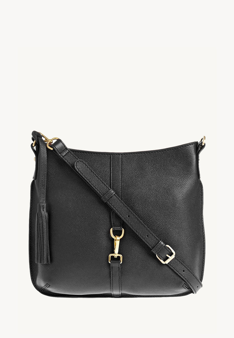 CELIA - Sac besace en cuir grainé avec mousqueton