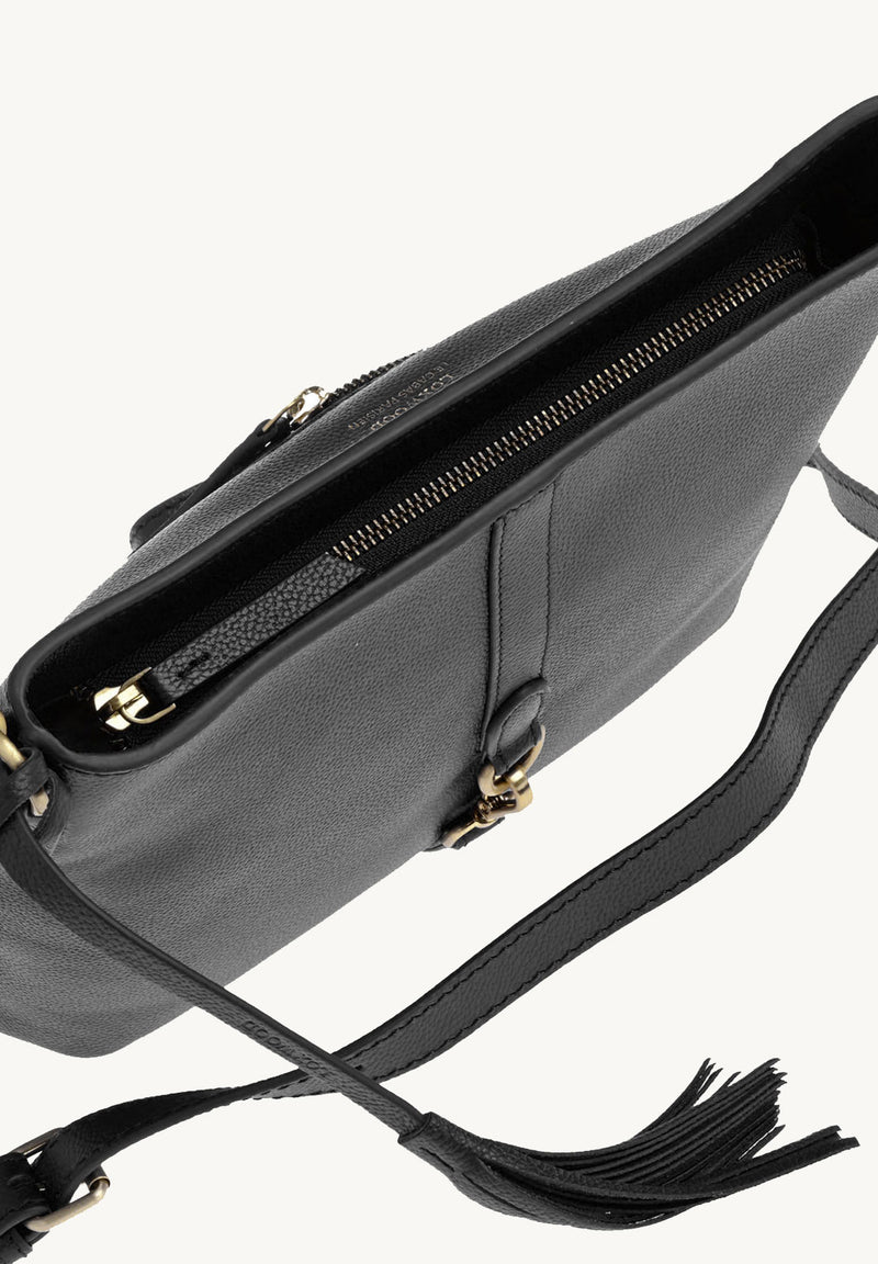 CELIA - Sac besace en cuir grainé avec mousqueton