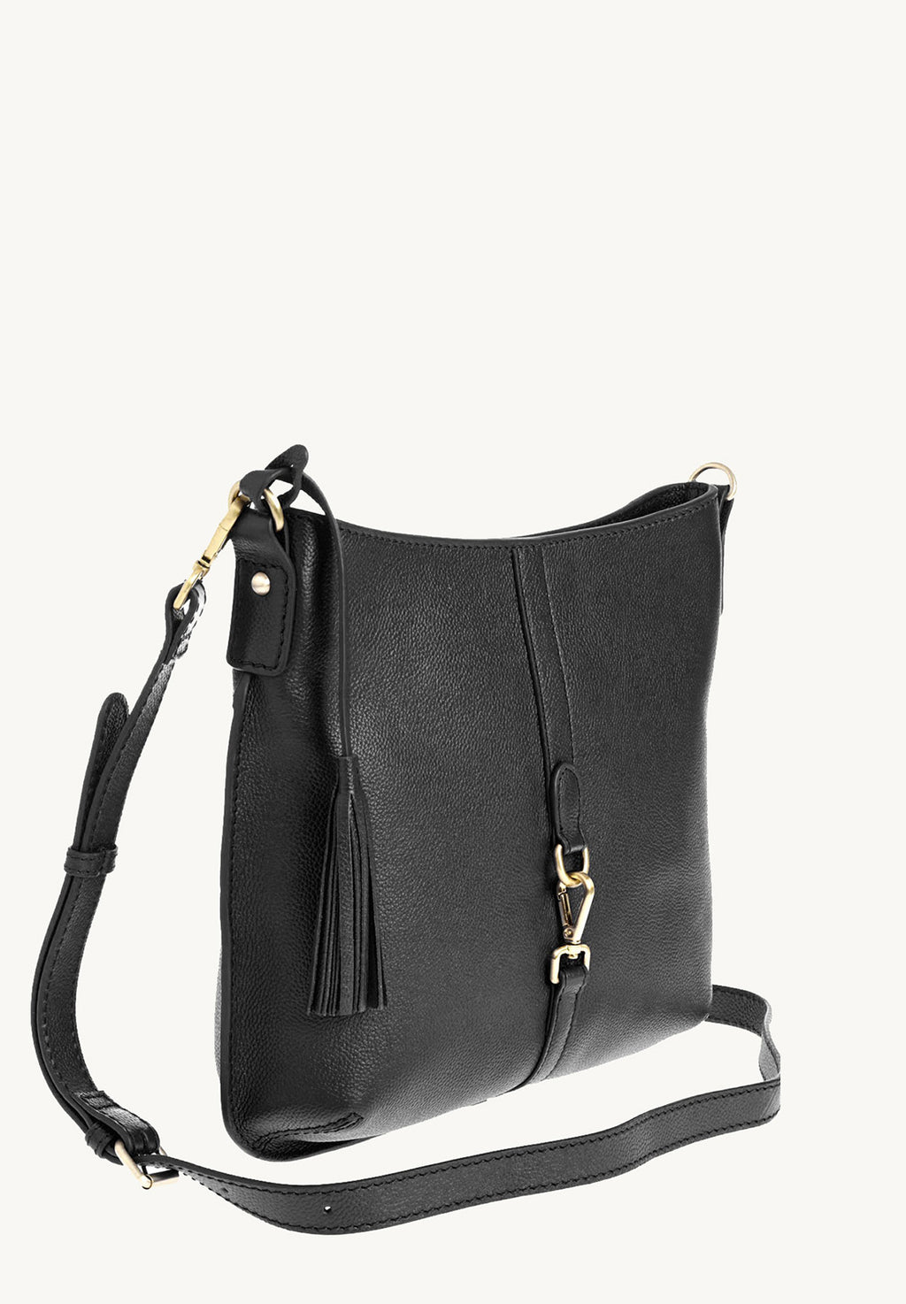 CELIA - Sac besace en cuir grainé avec mousqueton