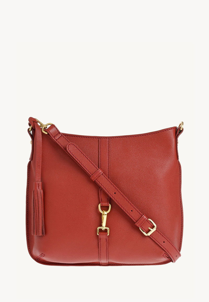 CELIA - Sac besace en cuir grainé avec mousqueton